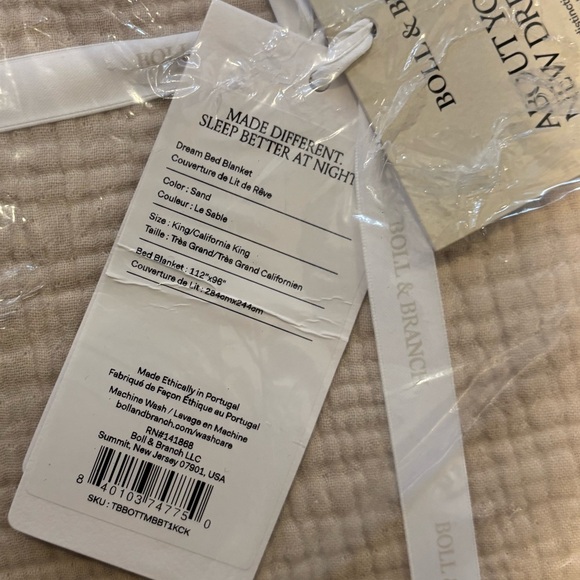 Boll & Branch Dream Bed Blanket  King/Cal King SandOrganic Cotton NWT - Picture 8 of 8